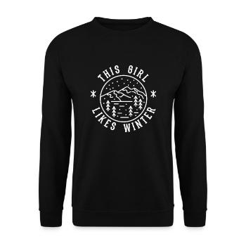Une fille aime la saison hivernale, des livres, - Sweat-shirt Unisexe - noir - Devant - Alina (178cm) & Michal (187cm)