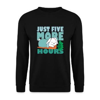 Just Five More Hours - Süßer Schlafender Hase - Unisex Pullover - Schwarz - Vorne - Alina (178cm) & Michal (187cm)