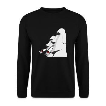 stoned Moai - Osterinsel - Unisex Pullover - Schwarz - Vorne - Alina (178cm) & Michal (187cm)