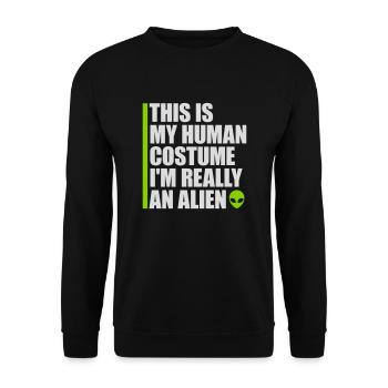 Citation extraterrestre de costume humain - Sweat-shirt Unisexe - noir - Devant - Alina (178cm) & Michal (187cm)