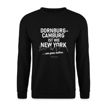 Dornburg-Camburg ist wie New York - Unisex Pullover - Schwarz - Vorne - Alina (178cm) & Michal (187cm)