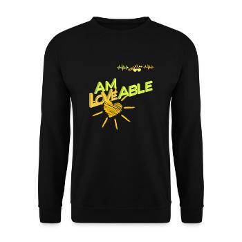 positive Vibes - am loveable - Unisex Pullover - Schwarz - Vorne - Alina (178cm) & Michal (187cm)