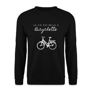 La vie est belle à bicyclette - Sweat-shirt Unisexe - noir - Devant - Alina (178cm) & Michal (187cm)