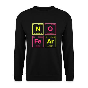 NO FEAR - mit Elementen des Perdiodensystems - Unisex Pullover - Schwarz - Vorne - Alina (178cm) & Michal (187cm)