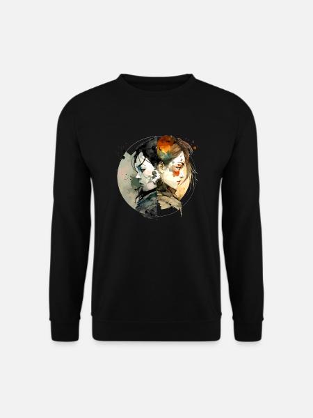 Yin und Yang - 2 Schwestern - Unisex Pullover - Schwarz