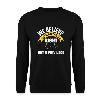 NOUS CROYONS QUE LES SOINS DE SANTÉ SONT UN DROIT ET NON UN - Sweat-shirt Unisexe - noir - Devant - Alina (178cm) & Michal (187cm)