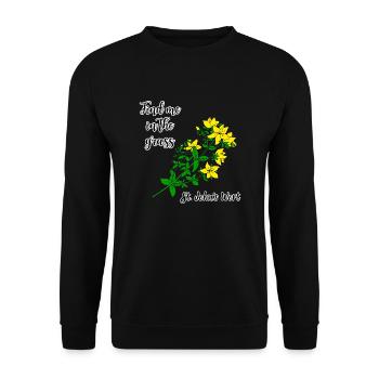 Find me in the grass... St. John's wort - Unisex Sweatshirt - black - Front - Alina (178cm) & Michal (187cm)