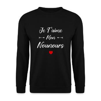 je t'aime mon Nounours - Sweat-shirt Unisexe - noir - Devant - Alina (178cm) & Michal (187cm)