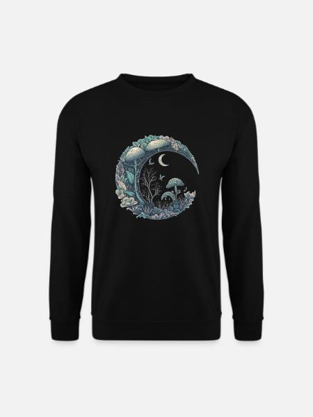 Crescent Moon Esthétique Champignon Cottagecore - Sweat-shirt Unisexe - noir