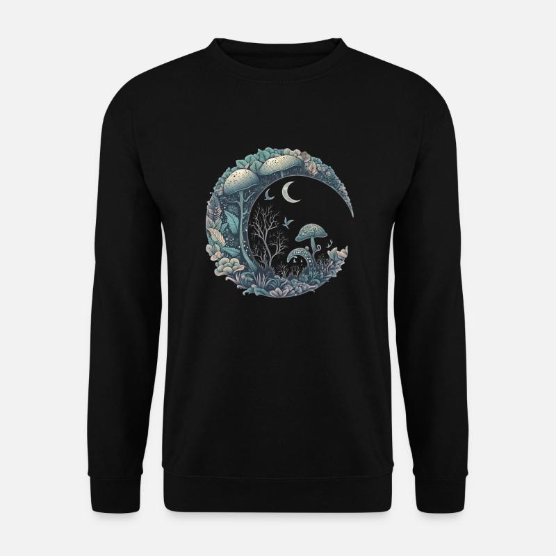 Halbmond Ästhetischer Pilz Cottagecore - Unisex Pullover - Schwarz