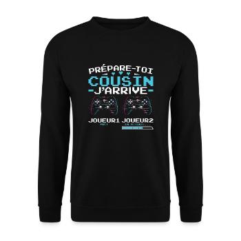 Bientôt Nouvelle Naissance futur Cousin Gamer - Sweat-shirt Unisexe - noir - Devant - Alina (178cm) & Michal (187cm)