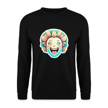 Glücklich in den Frühling - Unisex Pullover - Schwarz - Vorne - Alina (178cm) & Michal (187cm)