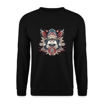 Amerikanische Folklore - Unisex Pullover - Schwarz - Vorne - Alina (178cm) & Michal (187cm)