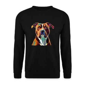 Chien American Staffordshire Terrier - Sweat-shirt Unisexe - noir - Devant - Alina (178cm) & Michal (187cm)