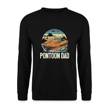 Pontoon Dad Father's Day Motorboating Pontooning - Unisex Sweatshirt - black - Front - Alina (178cm) & Michal (187cm)