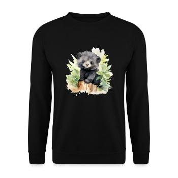 Braunbär - Unisex Pullover - Schwarz - Vorne - Alina (178cm) & Michal (187cm)