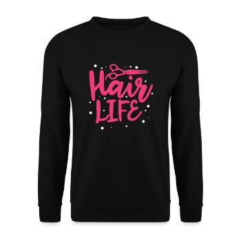 hair life Design for a hairdresser - Unisex Pullover - Schwarz - Vorne - Alina (178cm) & Michal (187cm)
