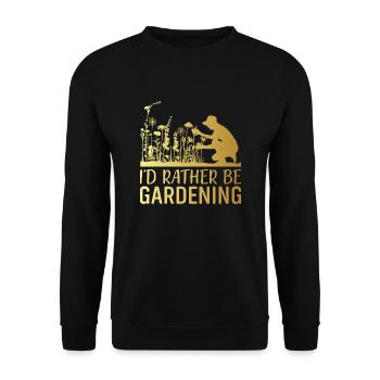 I would rather be gardening, gardener flower power - Unisex Sweatshirt - black - Front - Alina (178cm) & Michal (187cm)