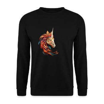 Cheval aux cheveux colorés: art abstrait - Sweat-shirt Unisexe - noir - Devant - Alina (178cm) & Michal (187cm)