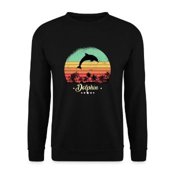 Dauphin Vintage Animaux Rétro Coucher de Soleil Créatures marines - Sweat-shirt Unisexe - noir - Devant - Alina (178cm) & Michal (187cm)
