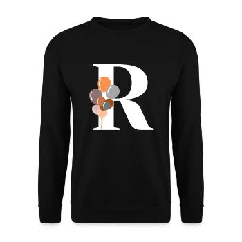 Buchstabe r Geburtstagsballon - Unisex Pullover - Schwarz - Vorne - Alina (178cm) & Michal (187cm)