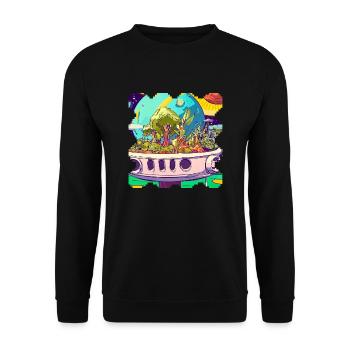 Food forest on a spaceship plant based power - Unisex Sweatshirt - black - Front - Alina (178cm) & Michal (187cm)