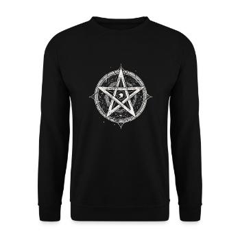 Dunkles Geheimnis, Horrornacht, Pentagramm - Unisex Pullover - Schwarz - Vorne - Alina (178cm) & Michal (187cm)