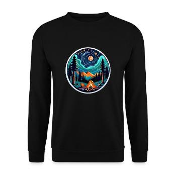 Camping, tent and campfire - Unisex Sweatshirt - black - Front - Alina (178cm) & Michal (187cm)