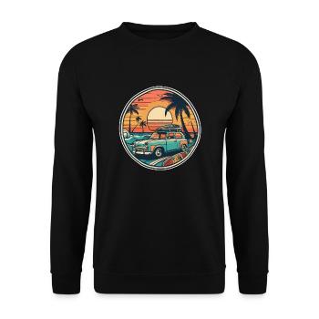 surf plage palmier soleil vacances - Sweat-shirt Unisexe - noir - Devant - Alina (178cm) & Michal (187cm)