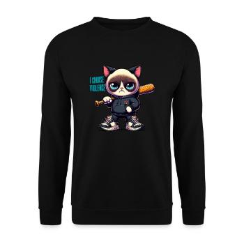 I Choose Violence Cat I Cat Lover I Anti Social - Unisex Sweatshirt - black - Front - Alina (178cm) & Michal (187cm)