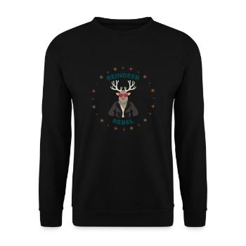 Reindeer Biker Rebell - Unisex Pullover - Schwarz - Vorne - Alina (178cm) & Michal (187cm)