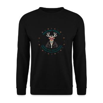 Rentier-Rebell auf der Flucht - Unisex Pullover - Schwarz - Vorne - Alina (178cm) & Michal (187cm)
