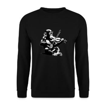 Monkey Orchestra Street Art Banksy Style - Unisex Sweatshirt - black - Front - Alina (178cm) & Michal (187cm)