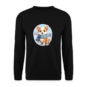 Welsh Corgi avec écharpe - Sweat-shirt Unisexe - noir - Devant - Alina (178cm) & Michal (187cm)