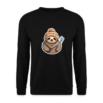 Winter Sloth - Unisex Sweatshirt - black - Front - Alina (178cm) & Michal (187cm)