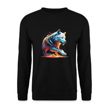 Wolf und Berg - Schützende Natur - Unisex Pullover - Schwarz - Vorne - Alina (178cm) & Michal (187cm)