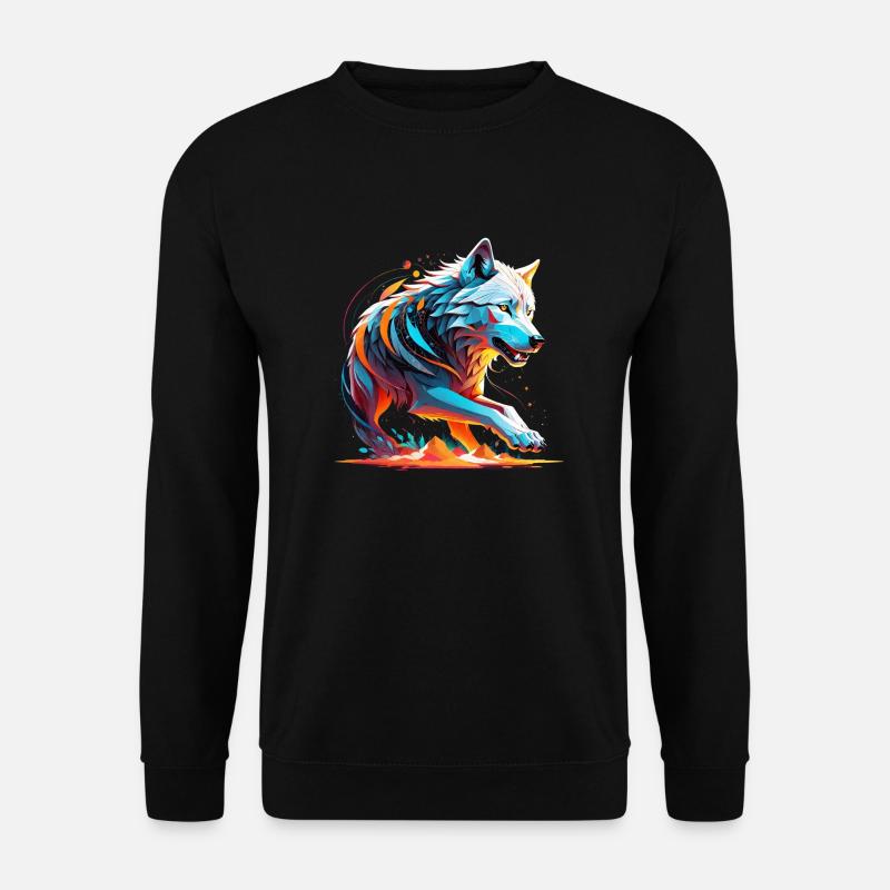 Wolf and Mountain - Protective Nature - Unisex Sweatshirt - black