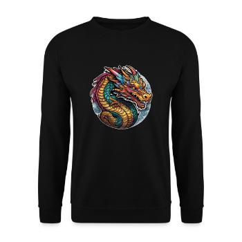 Asiatischer Drache - Japan - Chinesisch - Unisex Pullover - Schwarz - Vorne - Alina (178cm) & Michal (187cm)