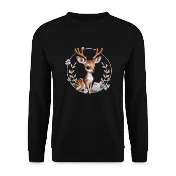 Mignon Noël cerf renne renne - Sweat-shirt Unisexe - noir - Devant - Alina (178cm) & Michal (187cm)