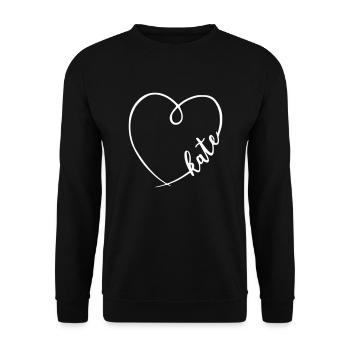 Kate Name Calligraphy Heart - Unisex Sweatshirt - black - Front - Alina (178cm) & Michal (187cm)