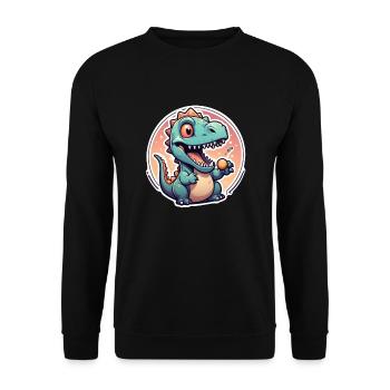 Karikatur-Dinosaurier - Unisex Pullover - Schwarz - Vorne - Alina (178cm) & Michal (187cm)