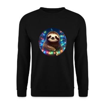 Faultier im Weihnachtsschmuck, Liebe Faultiere - Unisex Pullover - Schwarz - Vorne - Alina (178cm) & Michal (187cm)