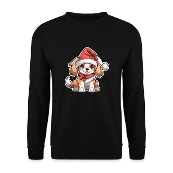 Dog with Christmas Hat - Unisex Sweatshirt - black - Front - Alina (178cm) & Michal (187cm)