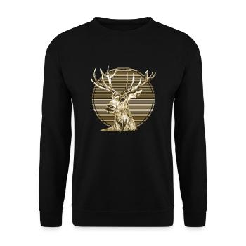 Hirsch - Unisex Pullover - Schwarz - Vorne - Alina (178cm) & Michal (187cm)
