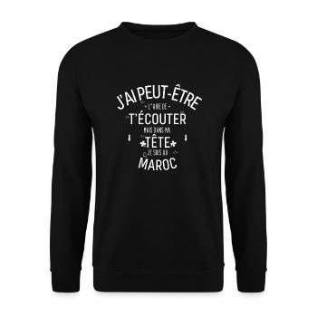 Dans ma Tête je suis Au Maroc - Sweat-shirt Unisexe - noir - Devant - Alina (178cm) & Michal (187cm)