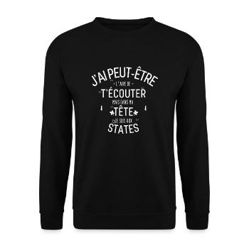 Dans ma Tête je suis Aux States - Sweat-shirt Unisexe - noir - Devant - Alina (178cm) & Michal (187cm)