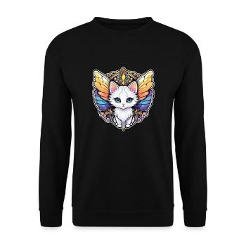 chat avec des ailes - Sweat-shirt Unisexe - noir - Devant - Alina (178cm) & Michal (187cm)