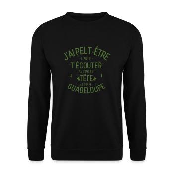 Dans ma Tête je suis En Guadeloupe - Sweat-shirt Unisexe - noir - Devant - Alina (178cm) & Michal (187cm)