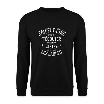 Dans ma Tête je suis Dans les Landes - Sweat-shirt Unisexe - noir - Devant - Alina (178cm) & Michal (187cm)