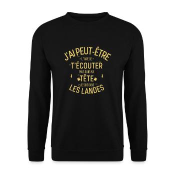 Dans ma Tête je suis Dans les Landes - Sweat-shirt Unisexe - noir - Devant - Alina (178cm) & Michal (187cm)